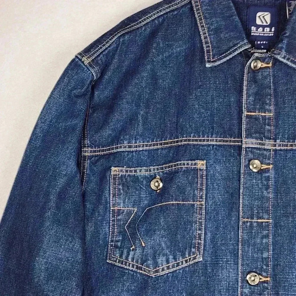 Karl Kani Men's Denim Jean Jacket Large Trucker Button Front Retro HipHop Urban - Picture 11 of 16